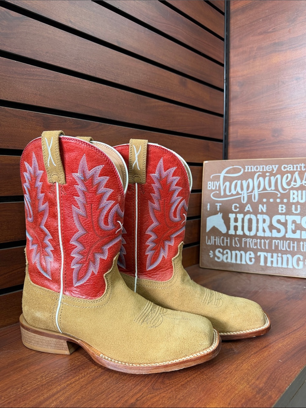 Twisted X Red and Tan Suede Western Boots